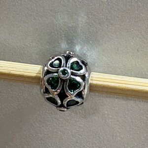 Pandora  Silver and Green Charm